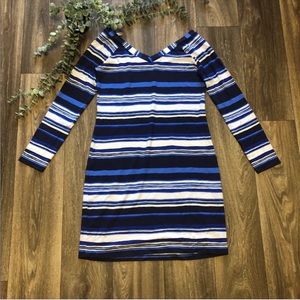 New Lilly Pulitzer Blue White Striped V Neck Dress small